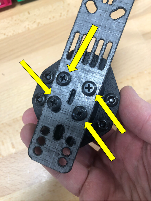 Flat Head Truss screws attaching an "adapter" or "Belt Bite"